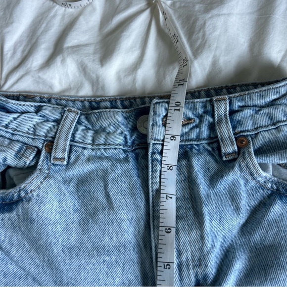 Garage Blue Straight Leg High Rise Distressed Jeans - Picture 5 of 7